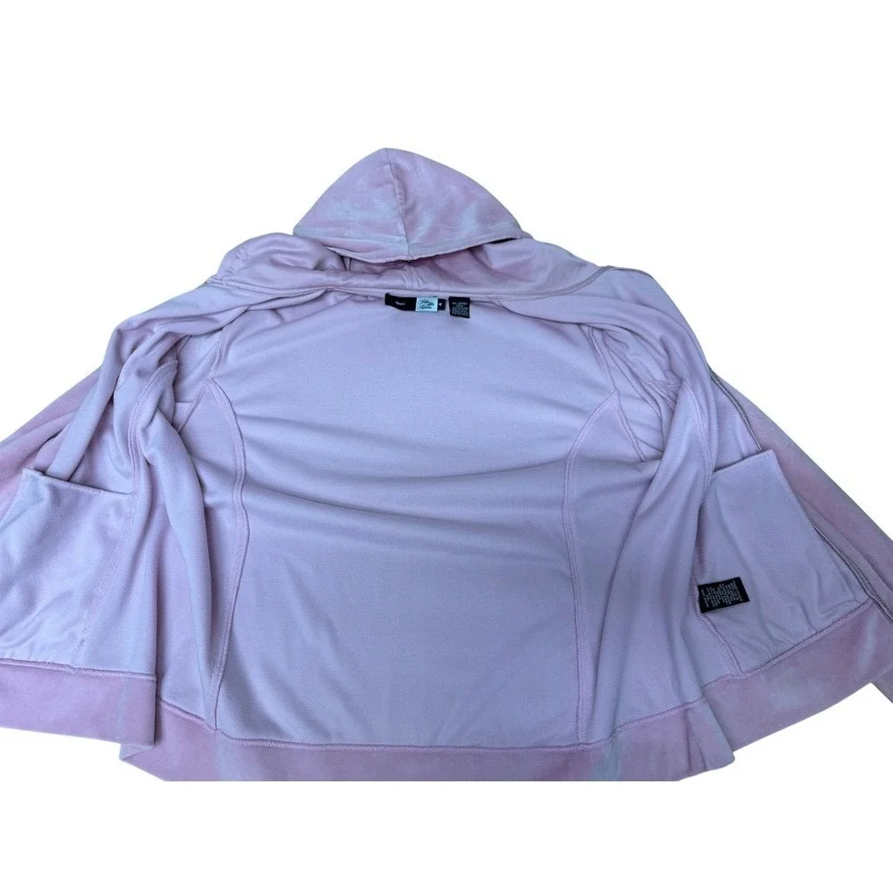 Saks Fifth Ave Pink Velour Tracksuit Set Zip Up Hoodie & Pants Y2K Loungewear